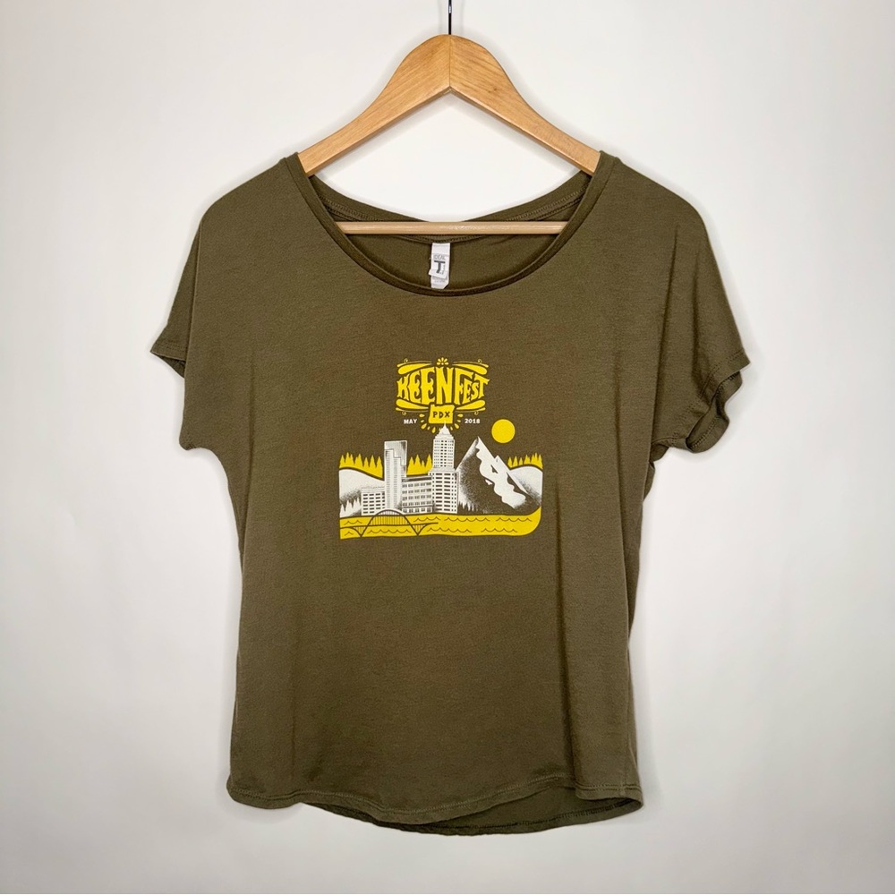 KEENFEST PDX MAY 2018 SHIRT TOP SHORT SLEEVE IDEAL T BY NEXT LEVEL KHAKI GREEN
